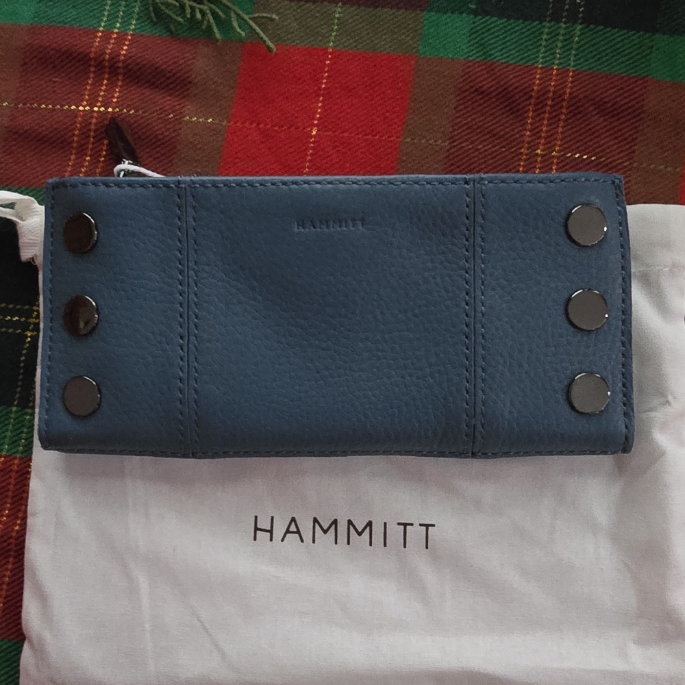 Hammitt Curated Blue 110 Wallet with Silver Accents